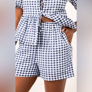 Aureum “Coastal Criss Cross” Gingham Shorts